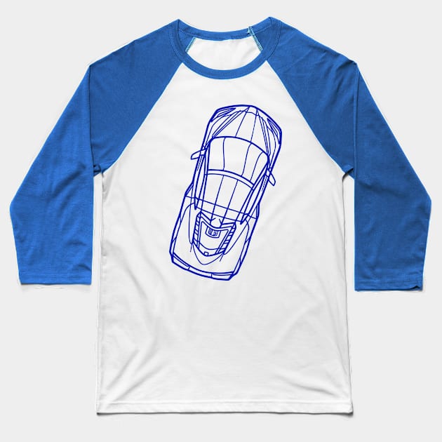 Blue C8 Corvette racecar Silhouette Outline Blue Supercar Sports car Racing car Baseball T-Shirt by Tees 4 Thee